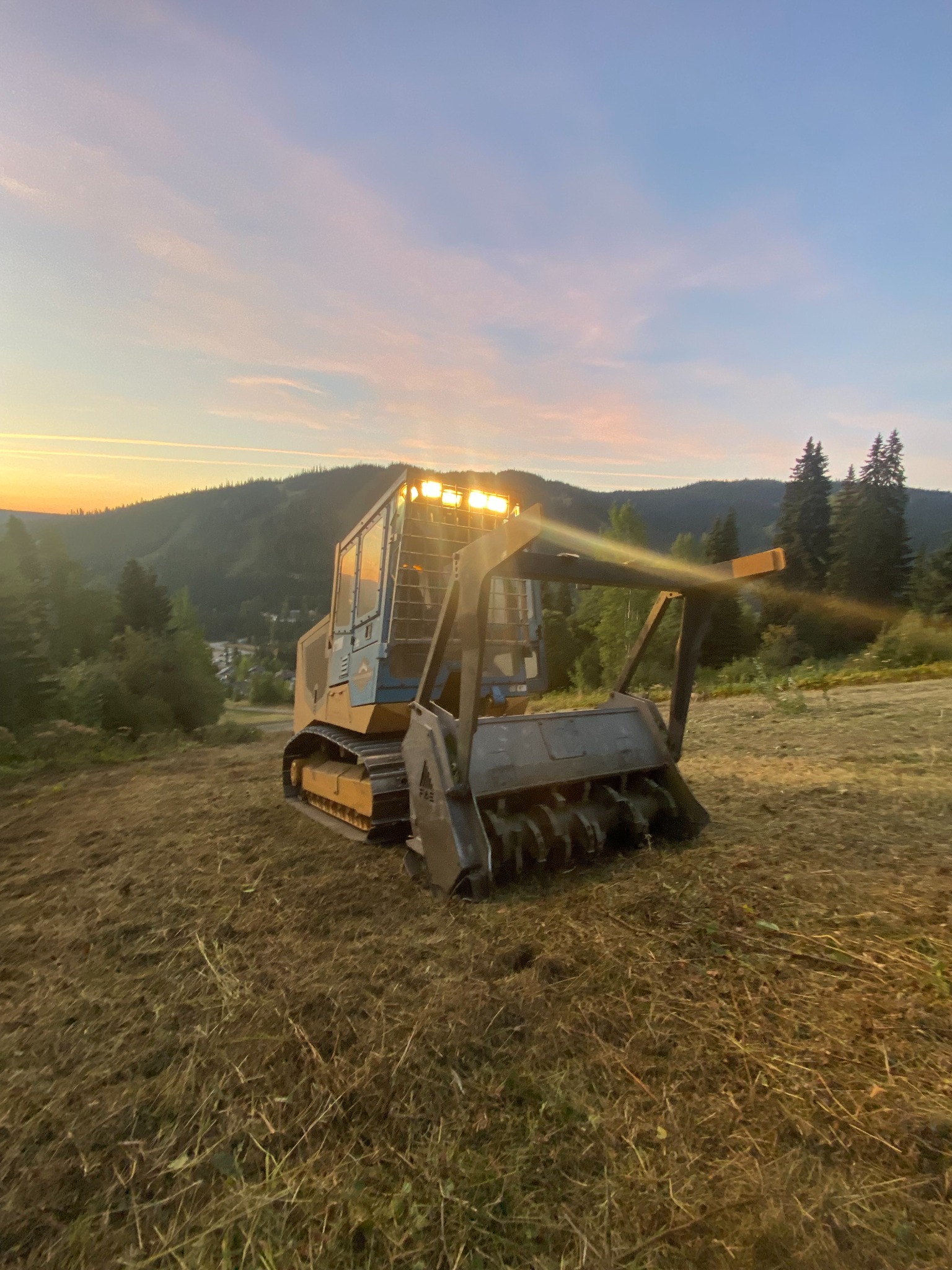 S&G forestry mulcher working at sunset