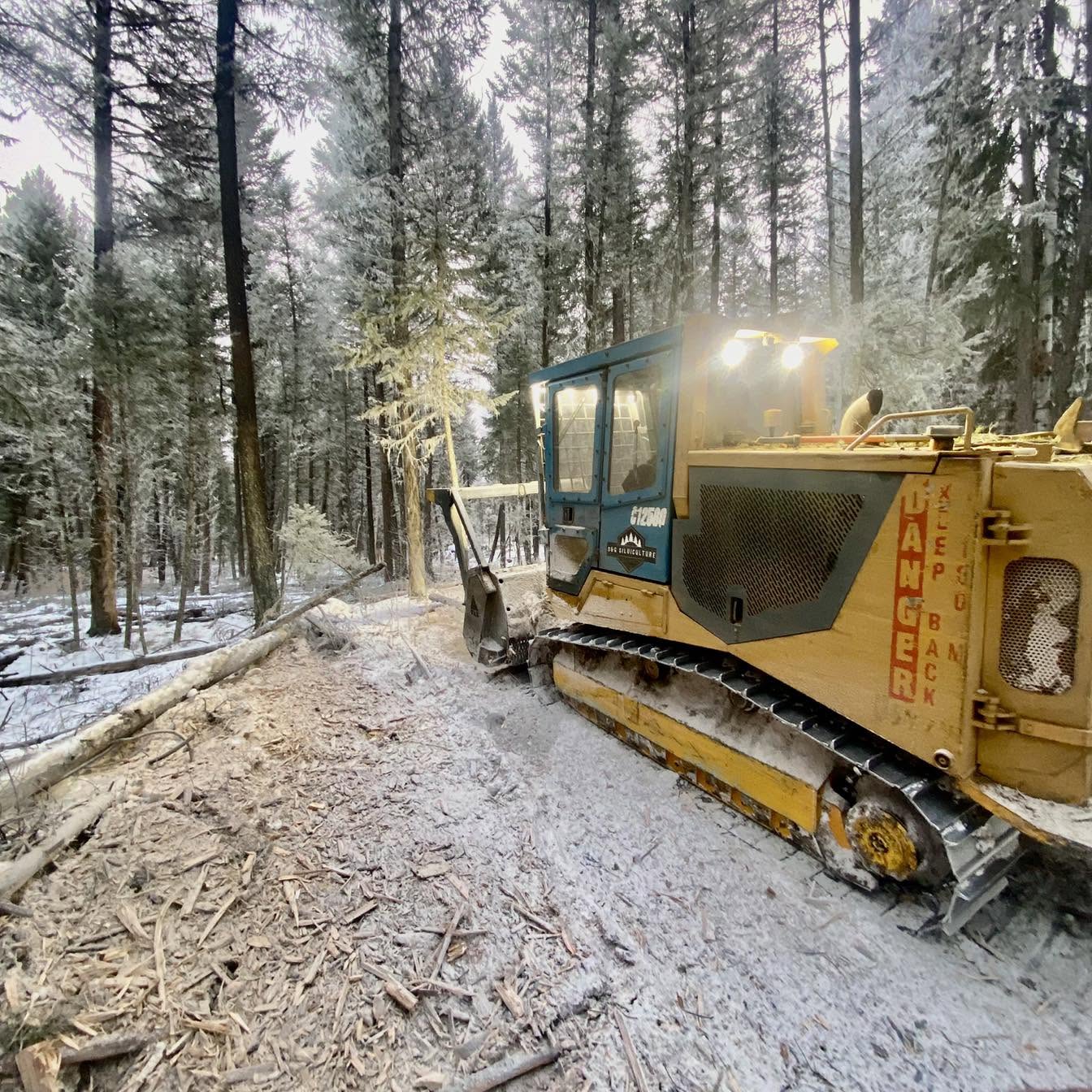 S&G forestry mulcher operating in winter forest conditions